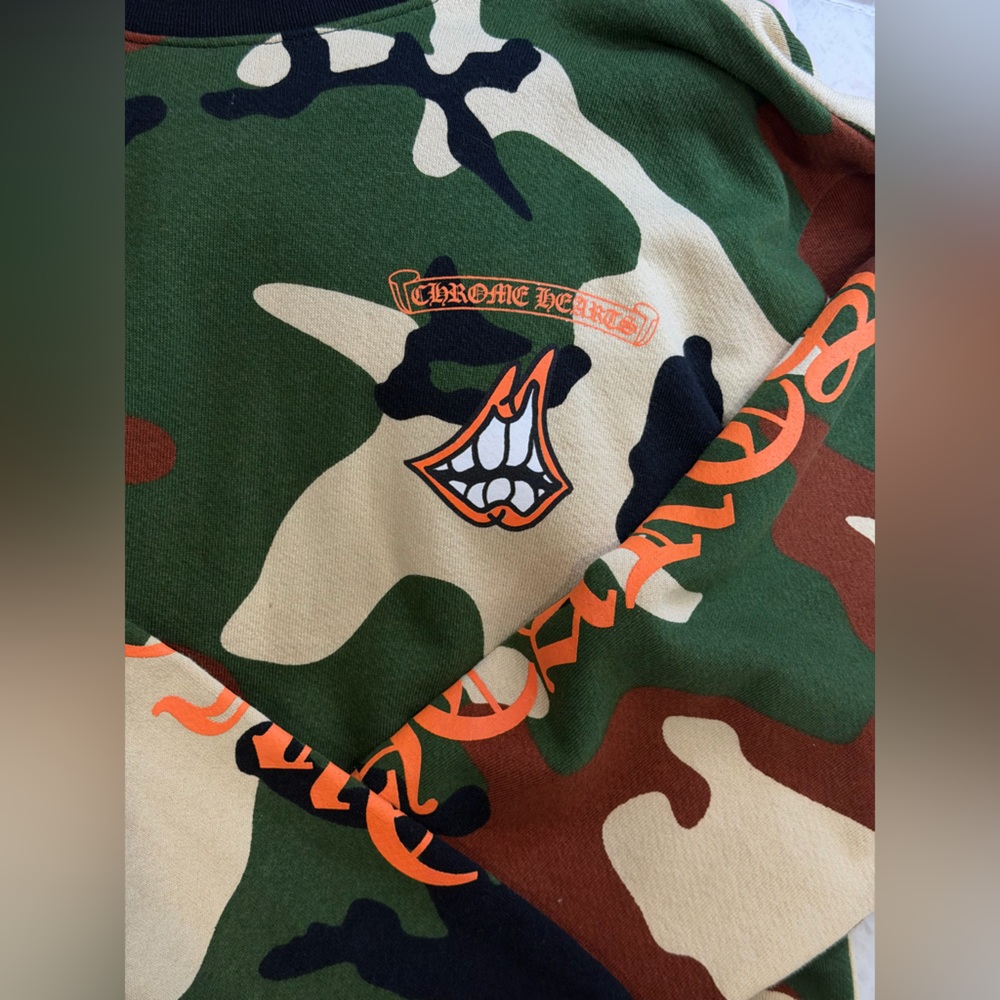 Chrome Hearts Camouflage Crew Neck Sweater - Green, Brown, Cream, size SMALL